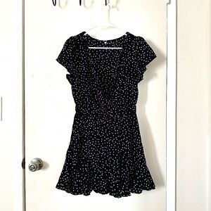 Black and white polka dot ruffled dress